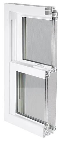 Picture Of Norandex Extreme 8000 Replacement Window Cut In Half To Show The Inner Workings Of The Window.